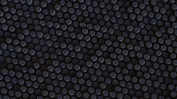 Fondo Negro Oscuro Hexagonal Futurista Patrón Cuadrícula Geométrica Abstracta — Foto de Stock