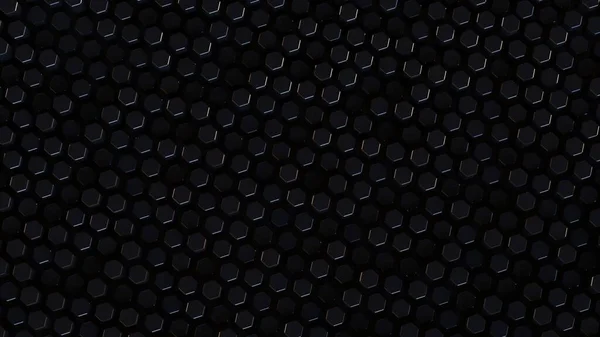 Fondo Negro Oscuro Hexagonal Futurista Patrón Cuadrícula Geométrica Abstracta — Foto de Stock
