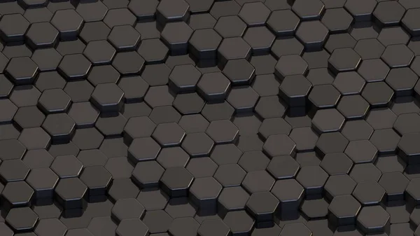 Fondo Negro Oscuro Hexagonal Futurista Patrón Cuadrícula Geométrica Abstracta —  Fotos de Stock