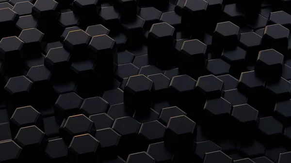 Futurystyczny Sześciokątny Ciemny Czarny Tło Abstrakcyjny Geometryczny Wzór Siatki — Zdjęcie stockowe