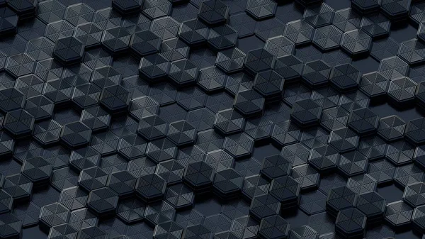 Futurystyczny Sześciokątny Ciemny Czarny Tło Abstrakcyjny Geometryczny Wzór Siatki — Zdjęcie stockowe