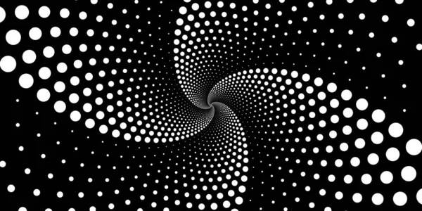 放射状の背景を渦巻く 黒と白のハーフトーン点線の背景ポップアートのオーバーレイテクスチャ — ストックベクタ