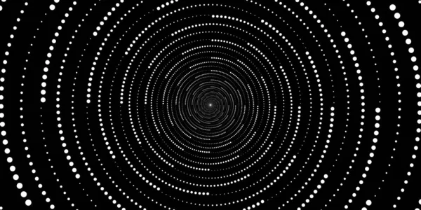 放射状の背景を渦巻く 黒と白のハーフトーン点線の背景ポップアートのオーバーレイテクスチャ — ストックベクタ