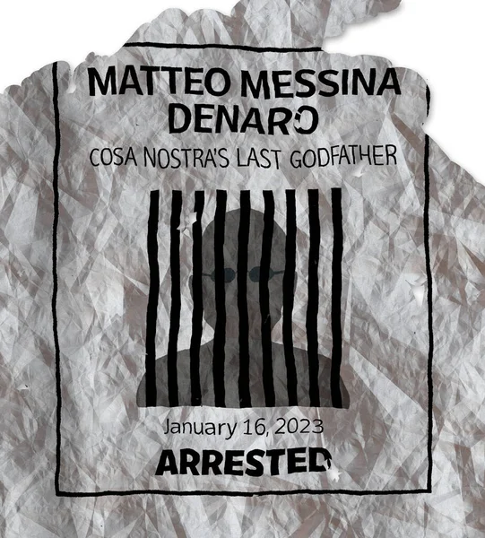 Arrest Super Fugitive Matteo Messina Denaro Mafia Mob Godfather Cosa — Zdjęcie stockowe
