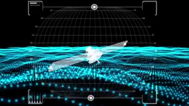 Műholdfelvételek Szárazföldről Hadműveletekről Sci Ről Éjjellátó Kék Színekkel Katonai Célpont — Stock videók