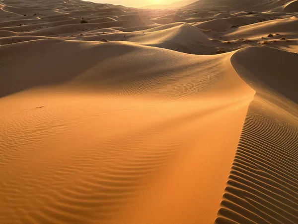 Dunas Desierto Del Sahara Desierto Merzouga Granos Arena Formando Pequeñas —  Fotos de Stock
