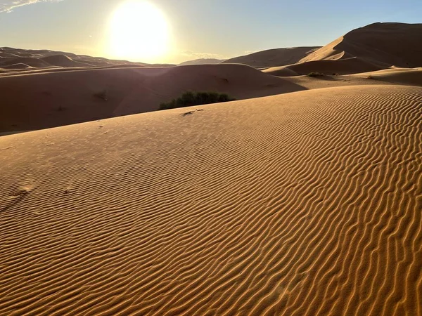 Дюни Пустелі Сахара Пустеля Мерзуга Піщинки Формують Невеликі Хвилі Дюнах — стокове фото