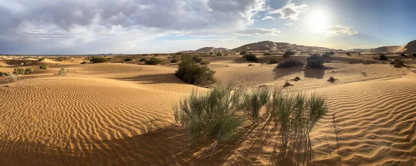 Merzouga Erg Chebbi Dunes Morocco Africa Panoramic View Dunes Sahara — Stock Fotó