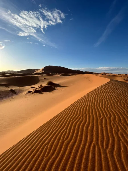 Merzouga Morocco Africa Panoramic View Dunes Sahara Desert Grains Sand — Stock Photo, Image
