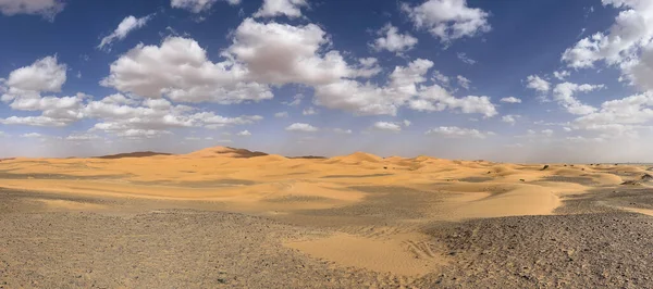 Merzouga Erg Chebbi Dunes Morocco Africa Panoramic Road Sahara Desert — стокове фото