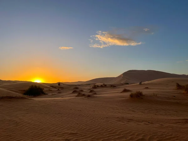 Merzouga Erg Chebbi Dunes Morocco Africa Panoramic View Dunes Sahara — Zdjęcie stockowe