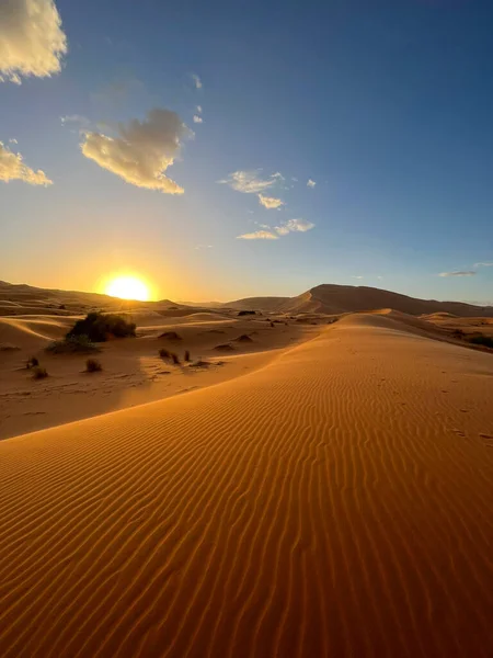 Merzouga Erg Chebbi Dunes Morocco Africa Panoramic View Dunes Sahara — стоковое фото