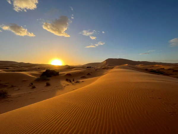 Merzouga Erg Chebbi Dunes Morocco Africa Panoramic View Dunes Sahara —  Fotos de Stock