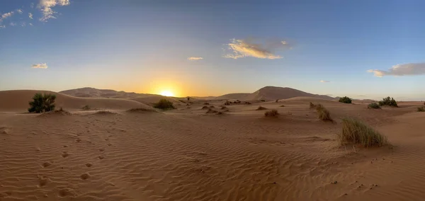 Merzouga Erg Chebbi Dunes Morocco Africa Panoramic View Dunes Sahara — ストック写真