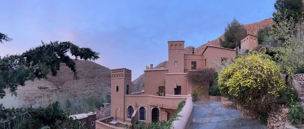 Marruecos África Puesta Sol Rosa Vista Cuento Hadas Panorama Idílico — Foto de Stock