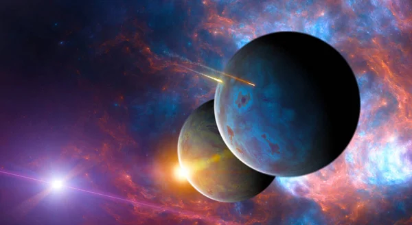 Планеты Экзопланеты Неисследованных Галактик Научная Фантастика Новые Миры Открывать Колонизация — стоковое фото