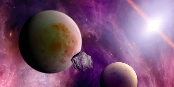 Planetas Exoplanetas Galáxias Inexploradas Sci Novos Mundos Para Descobrir Colonização — Fotografia de Stock
