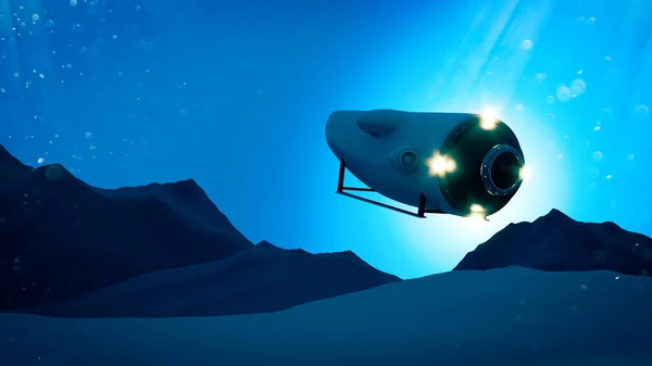 관광객 잠수함 북대서양에서 실종되었습니다 실종된 잠수함 바닥을 탐험하기 잠수함 곳에서 — 스톡 사진
