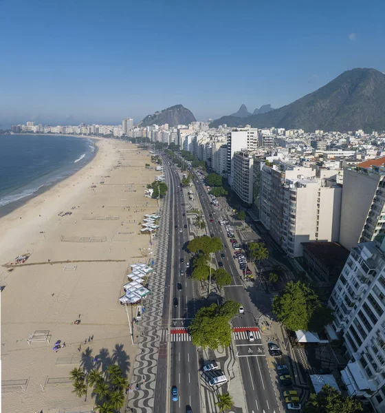 Letecký Výhled Rio Janeiro Pláž Copacabana Pohledy Mrakodrapy Pláže Příroda — Stock fotografie