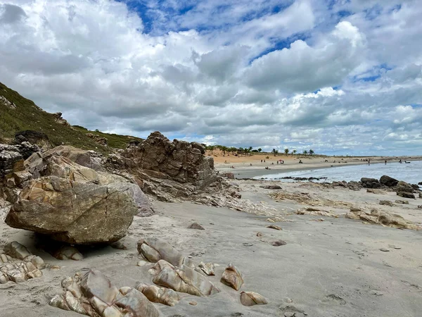 Бразилія Панорамний Вид Пісок Скелі Атлантичний Океан Острові Прая Малхада — стокове фото