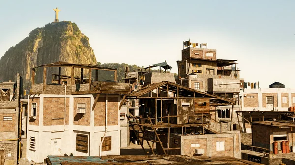 Rio Janeiro Nun Gözdeleri Şehrin Şehir Merkezinden Evler Kulübeler Bitmemiş — Stok fotoğraf