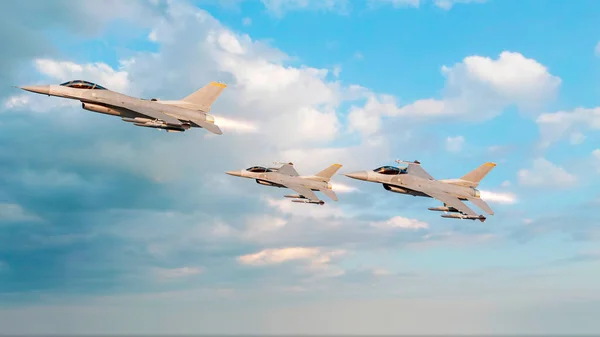 Військові Літаки Польоті Оснащені Ракетами Бойовою Установкою General Dynamics Fighting — стокове фото