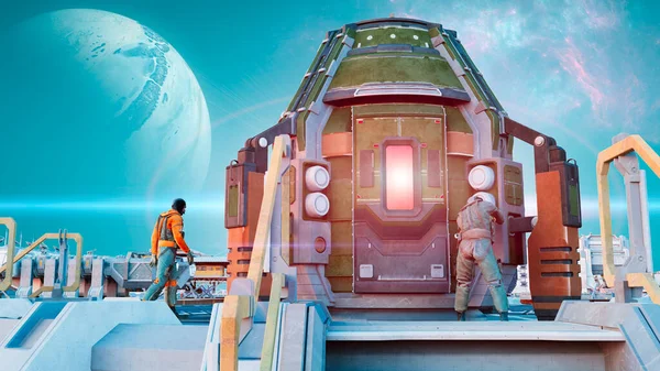 Space Base Ancient Civilizations Other Worlds Discoveries New Worlds Colonizations — Stock Photo, Image