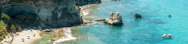 Petri Mulinu Plajı Skelet Mağarası Tropea Calabria Talya Nın Havadan — Stok fotoğraf