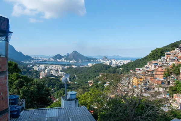 Brasil Horizonte Cartão Postal Rio Janeiro Visto Rocinha Favela Mais — Fotografia de Stock