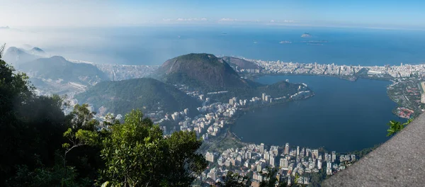 Ріо Жанейро Бразилія 2023 Панорама Приголомшливим Видом Місто Ранковому Тумані — стокове фото