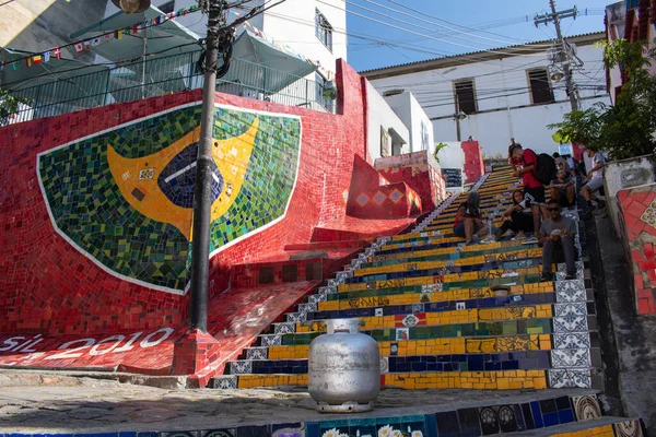 브라질 리우데자네이루 2023 브라질 사람들에게 공물로 주장하는 예술가 호르헤 Selaron — 스톡 사진