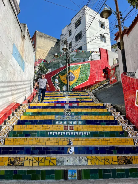 브라질 리우데자네이루 2023 브라질 사람들에게 공물로 주장하는 예술가 호르헤 Selaron — 스톡 사진