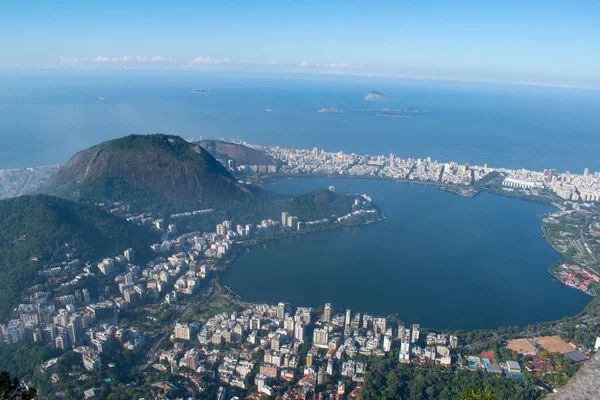 Rio Janeiro Brasil 2023 Skyline Cidade Névoa Manhã Vista Cristo — Fotografia de Stock
