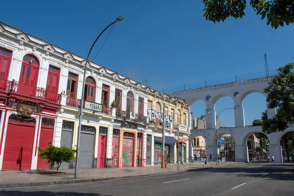 리오데자네이루 브라질 2023 카리오카 수생과 스카이라인 Arcos 라파로 알려진 인구에 — 스톡 사진