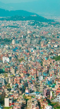 Katmandu, Kirtipur, tepeler, saraylar ve binaların havadan görünüşü. Teraslar, evler, şehir sokakları. Nepal 'de. 10-13-2023