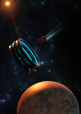 Yıldızlararası yolculuk ve boyutlar arası geçitler, uzay gemileri yeni gezegenleri ve uzay-zaman dönüşümünü keşfediyor. Yeni dünyaların, dış gezegenlerin fethi. 3d oluşturma