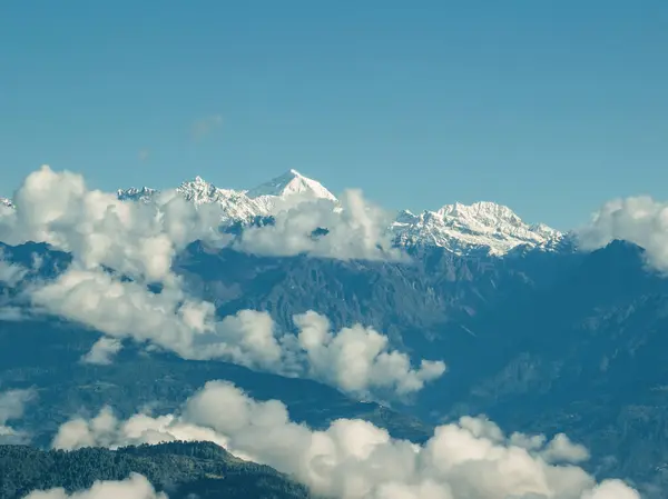Αεροφωτογραφία Των Κορυφών Των Ιμαλαΐων Από Nagarkot Του Νεπάλ Μια — Φωτογραφία Αρχείου