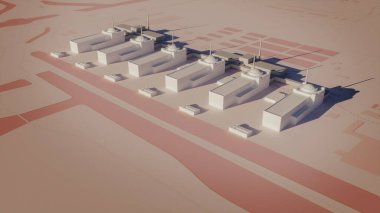 Güneydoğu Ukrayna 'daki Zaporizhzhia nükleer enerji santrali. Güç üretme kapasitesi olan aktif bir fabrika. 3d oluşturma