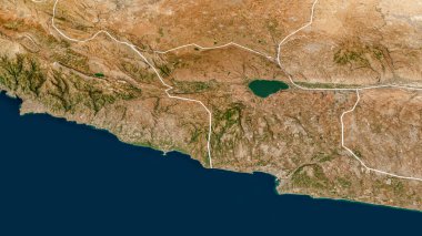 Satellite view of the borders between Lebanon and Israel with Syria, Jordan and the West Bank. Element of this image are furnished by Nasa. 3d render clipart