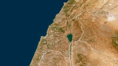 Lübnan ve İsrail arasındaki Suriye, Ürdün ve Batı Şeria sınırlarının uydu görüntüsü. Bu görüntünün elementi Nasa tarafından döşenmiştir. 3d hazırlayıcı