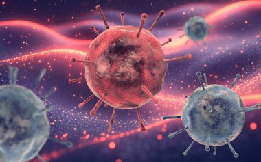 Virüsü, grip, bir virüs mikroskopla, bulaşıcı hastalık görünümünü.