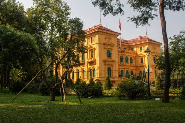 Hanoi, Vietnam, 06-11-2024: the Presidential Palace and its park, former residence of French Indochina governors, built between 1900 and 1906 by Auguste Henri Vildieu, residence of Vietnam Presidents clipart