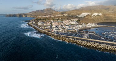 Aerial view of Puerto de las Nieves, Gran Canaria, Spain. Departure point for ferries to other Canary Islands 09/06/2024 clipart