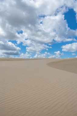 Barreirinhas, Maranhao Eyalet Ulusal Parkı, Brezilya: Lencois Maranhenses 'deki kum tepeleri, beyaz ve yuvarlanan kum tepeleri tatlı su havuzları, çöl manzarası, dünyanın eşsiz doğal güzelliği.