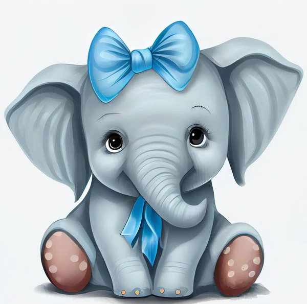 baby elephant with a gift. 3d illustration