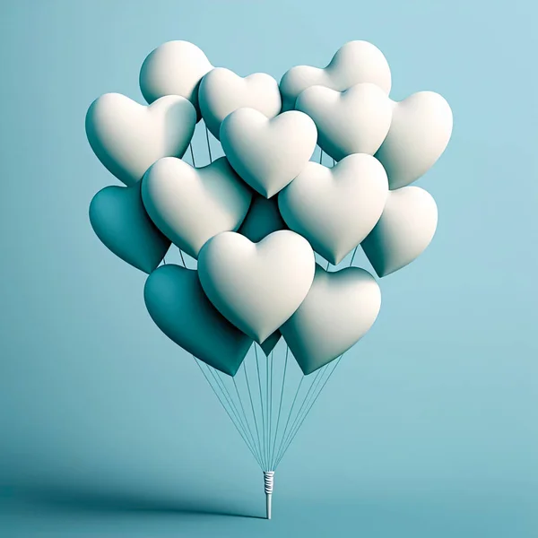 Heart shaped balloons. Heart balloon on blue background. Valentines day background. Symbol of love. Love background. Velentines day illustration.