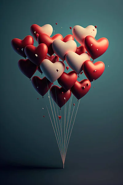 Heart shaped balloons. Heart balloon on blue background. Valentines day background. Symbol of love. Love background. Velentines day illustration.