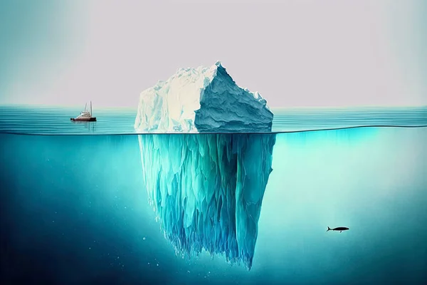 Tip of the iceberg. Business concept. Iceberg. Success business metaphor. Watercolor painting