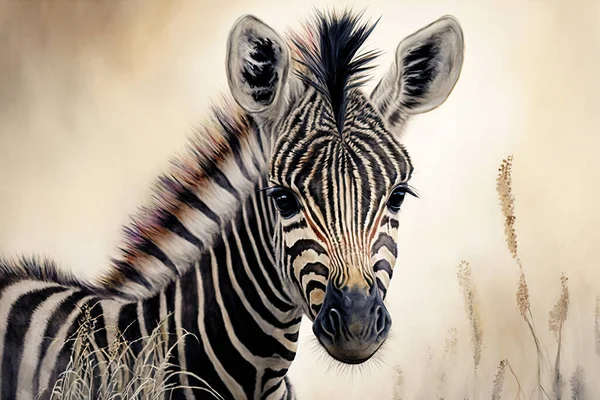 Watercolor painting of a cute baby zebra. Baby zebra. Aquarelle illustration