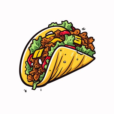 Meksika takosu. Taco 'lar elle çizilmiş. Vektör karalama stili çizgi film çizimi